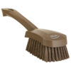 Vikan Washing Brush w/short Handle, 10.6", Stiff - Brown