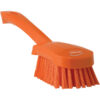 Vikan Washing Brush w/short Handle, 10.6", Stiff - Orange