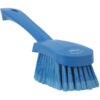 Vikan Washing Brush w/ short Handle, 10.6", Soft/Split - Blue