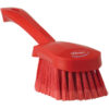 Vikan Washing Brush w/ short Handle, 10.6", Soft/Split - Red