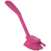 Vikan Dish Brush w/ Scraping Edge, 11", Medium - Pink