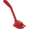 Vikan Dish Brush w/ Scraping Edge, 11", Medium - Red